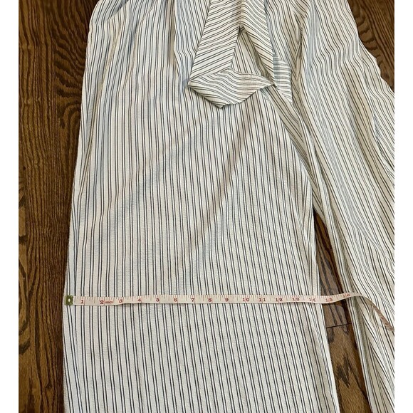 CALVIN KLEIN White Black Pinstriped Women's Wide Leg Romper Jumpsuit Size 14 EUC - Picture 12 of 13